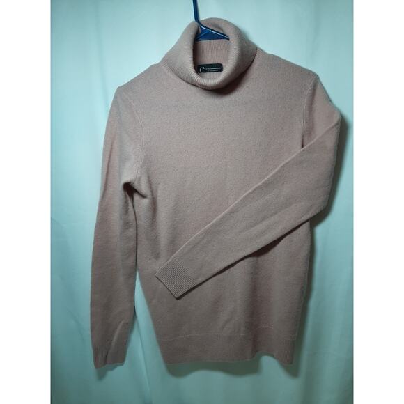Dusty Rose Light Mauve Turtle Neck Cashmere Sweater Womens Small Bloomingdale - Picture 1 of 6